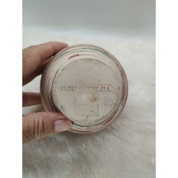 Vintage Silver Springs Florida Pottery Planter Vase Bowl Flower Frog Swirl NICE - Picture 6 of 10